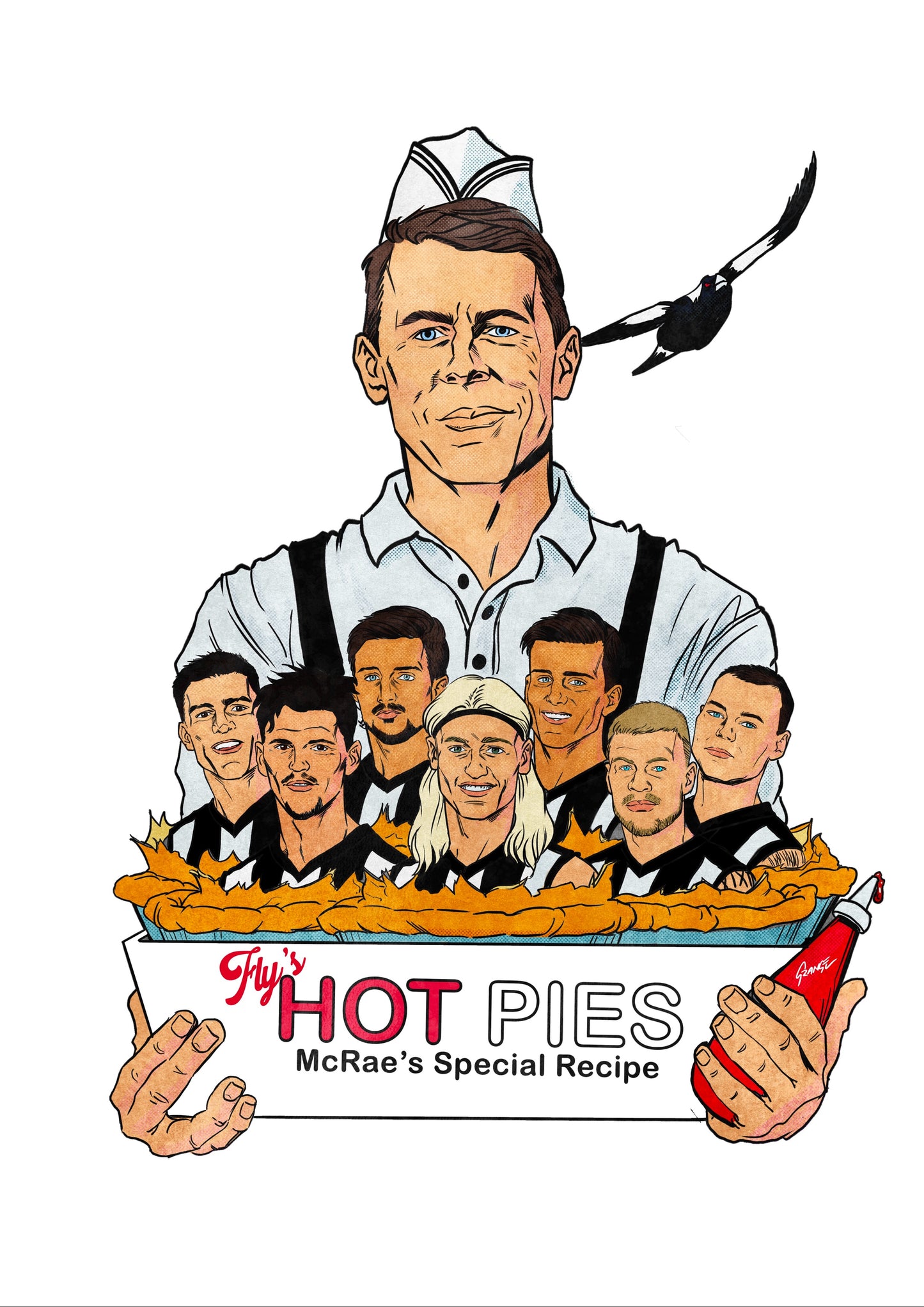 'Fly's Hot Pies' Print, By Grange Wallis (UNFRAMED)