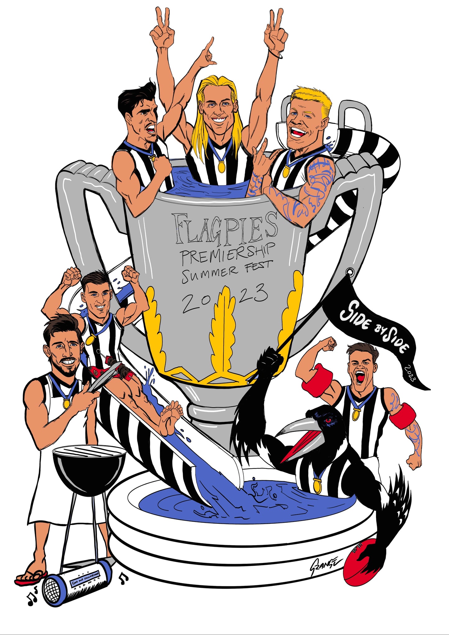 'Flagpies Premiers Summer Fest' Print, By Grange Wallis (UNFRAMED)
