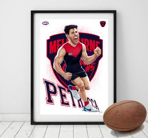 Melbourne Demons - Christian Petracca- Player Caricature, Fine Art Poster By Grange Wallis (UNFRAMED)