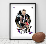 Collingwood Magpies - Jordan De Goey - Player Caricature, Fine Art Poster By Grange Wallis (UNFRAMED)