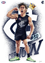 Carlton Blues - Charlie Curnow - Player Caricature, Fine Art Poster By Grange Wallis (UNFRAMED)