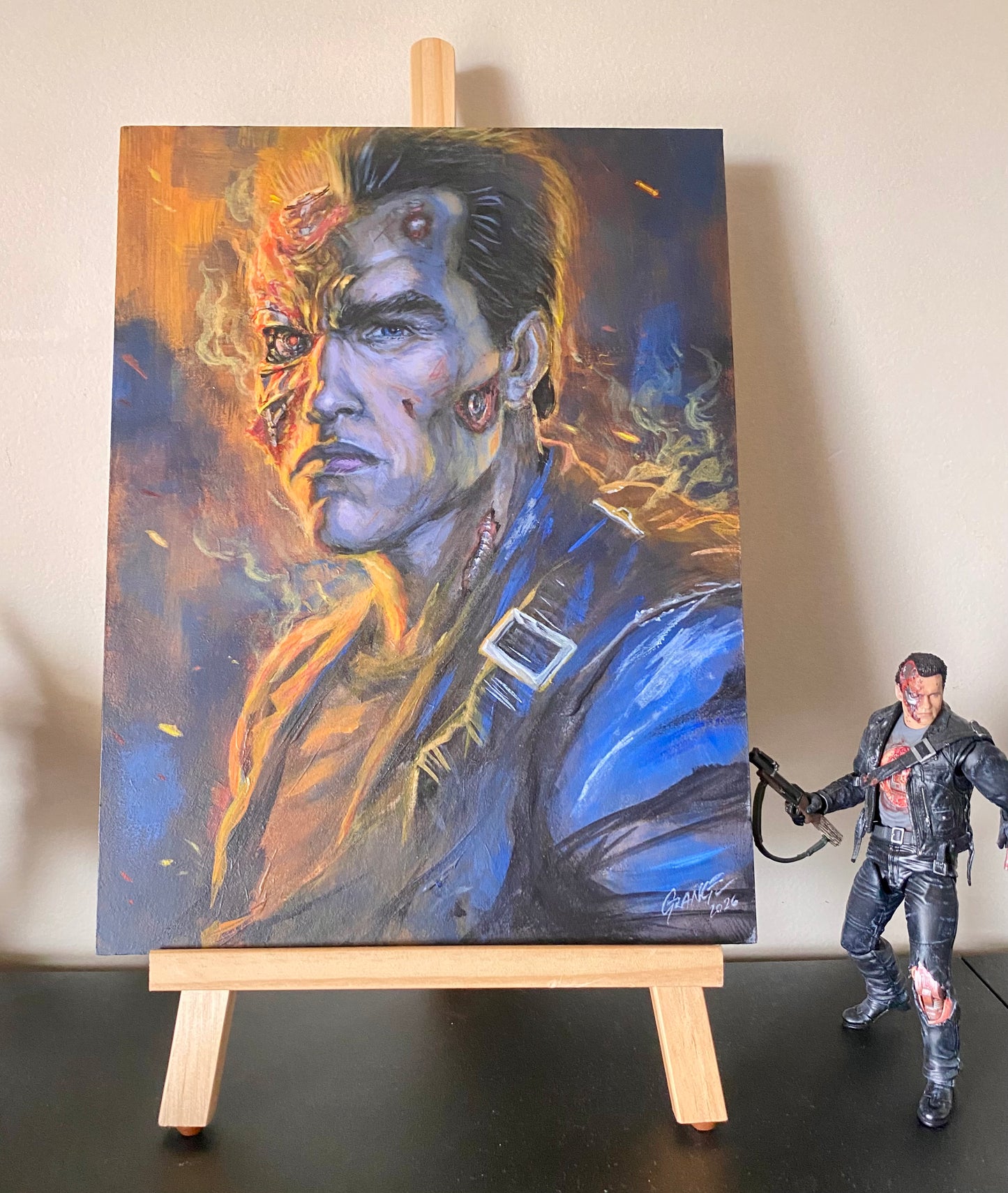 The T-800 "Goodbye" - Acrylic Painting on Composit Wood Board