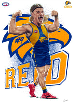 West Coast Eagles - Harley Reid- Player Caricature, Fine Art Poster By Grange Wallis (UNFRAMED)