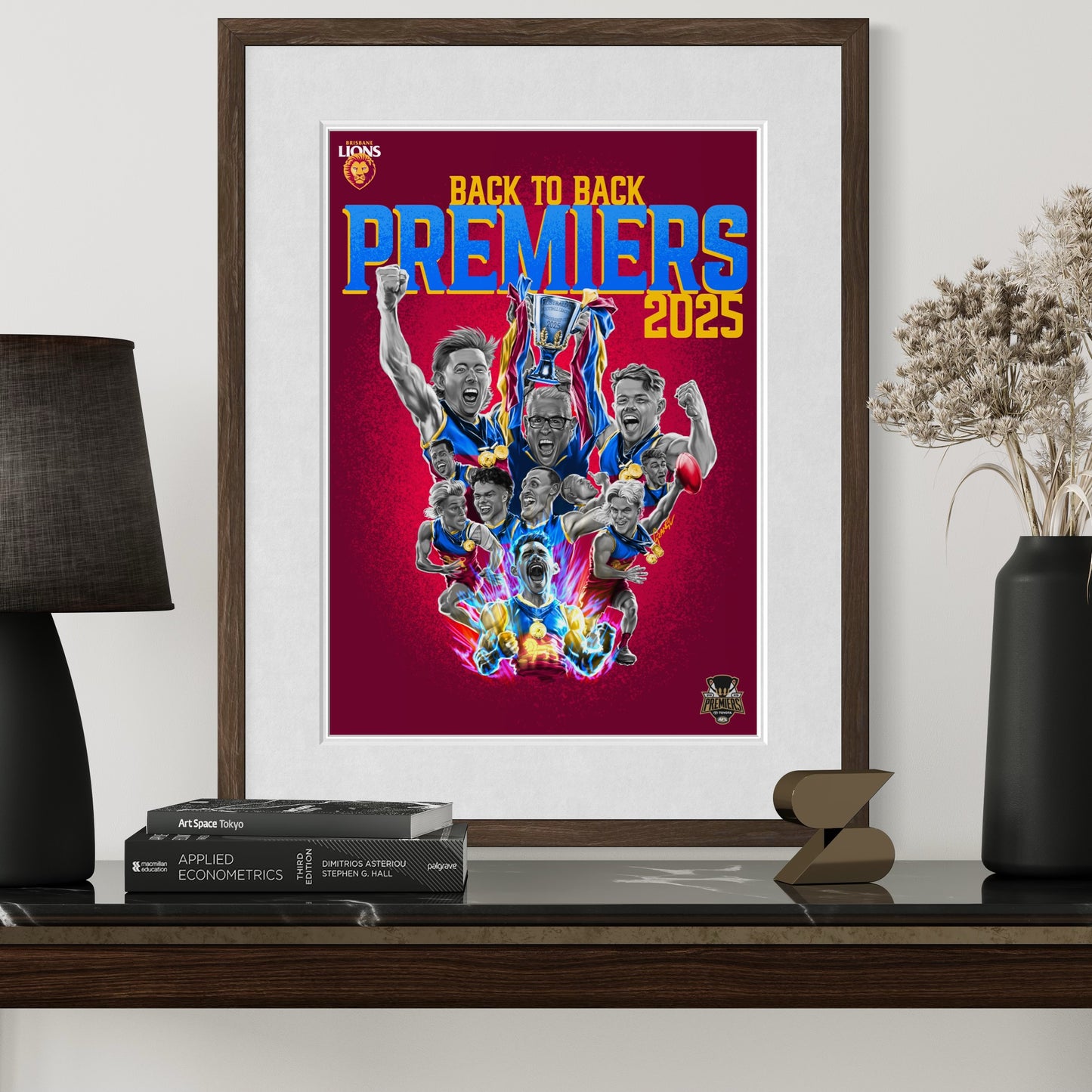 Brisbane Lions - Premiers - Back to Back 2025 - Fine Art Poster By Grange Wallis (UNFRAMED)