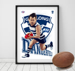 Geelong Cats - Patrick Dangerfield - Player Caricature, Fine Art Poster By Grange Wallis (UNFRAMED)