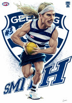 Geelong Cats - Bailey Smith - Player Caricature, Fine Art Poster By Grange Wallis (UNFRAMED)
