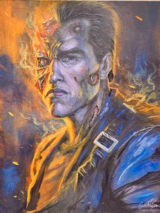 The T-800 "Goodbye" - Acrylic Painting on Composit Wood Board