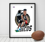 Collingwood Magpies - Nick Daicos - Player Caricature, Fine Art Posters By Grange Wallis (UNFRAMED)