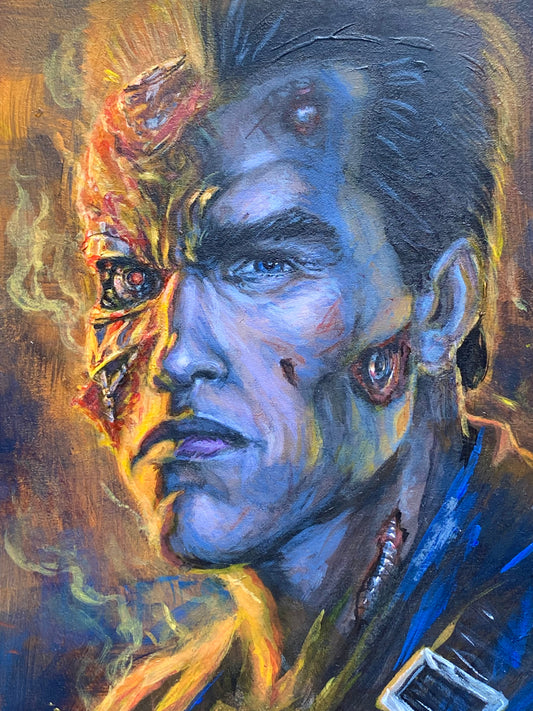 The T-800 "Goodbye" - Acrylic Painting on Composit Wood Board