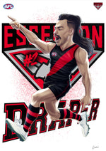 Essendon Bombers - Sam Draper - Player Caricature, Fine Art Poster By Grange Wallis (UNFRAMED)
