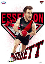 Essendon Bombers - Zack Merrett - Player Caricature, Fine Art Poster By Grange Wallis (UNFRAMED)