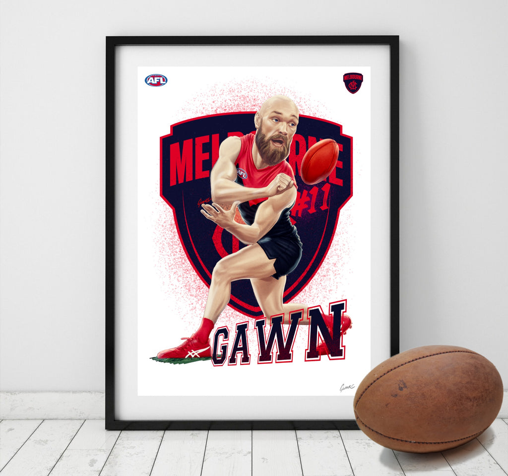 Melbourne Demons - Max Gawn - Player Caricature, Fine Art Poster By Grange Wallis (UNFRAMED)