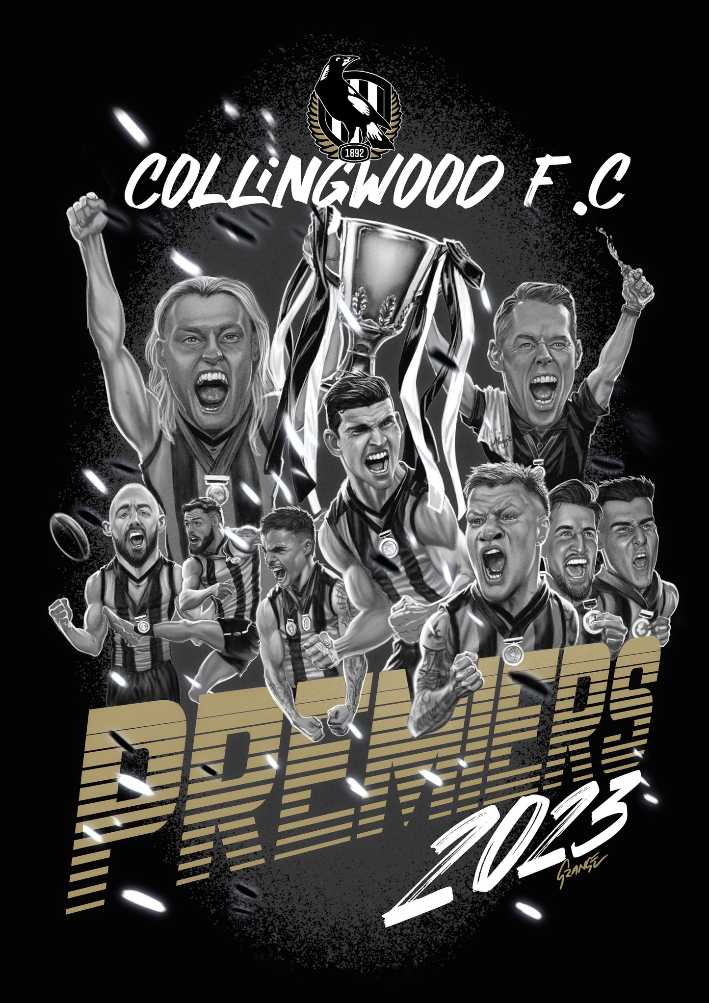 Collingwood F.C. Premiers Print, By Grange Wallis (UNFRAMED)